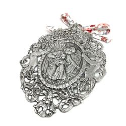 Medalla de cuna plata Angel de la guarda oval grande