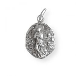 Medalla Inmaculada relieve pequeña plata con cadena