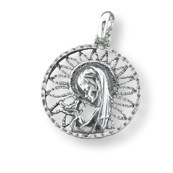 Medalla Virgen niña vintage mediana con cadenita plata.