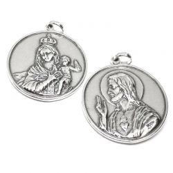 Sub foto Escapulario Virgen del Carmen Sagrado Corazon grande plata