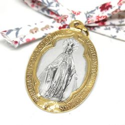 Foto principal Medalla Milagrosa ovalada grande en plata filo oro