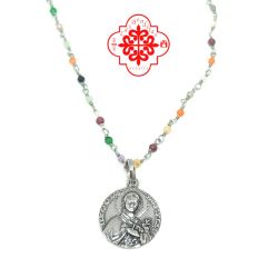 Sub foto Medalla Santa Gema con cadena piedras naturales en plata