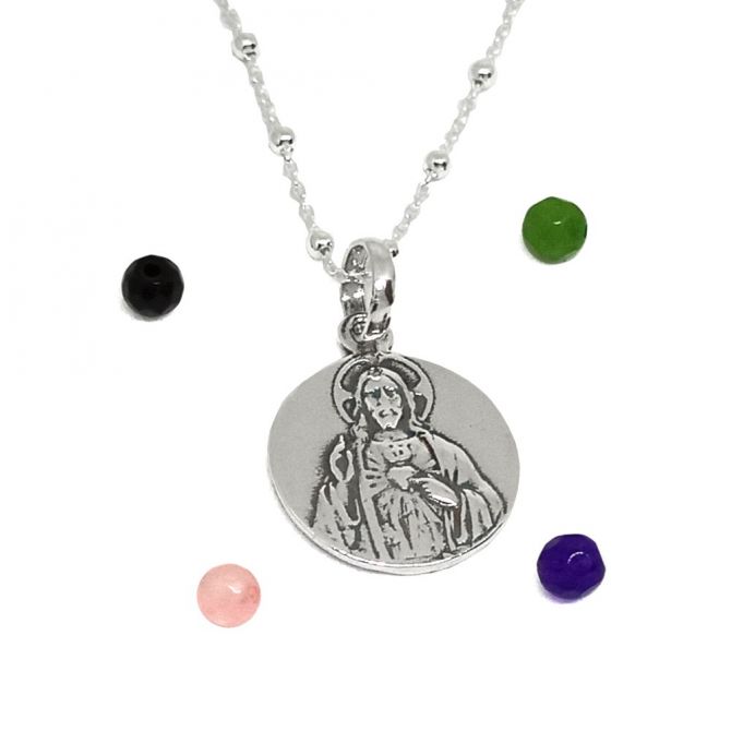 Escapulario Milagrosa redondo plata con cadena de plata