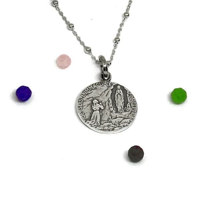 Gargantilla Virgen de Lourdes plata + cadena