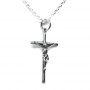 Cruz Crucificado pequeño plata con cadena forzada